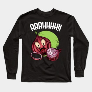 Onions - Funny Crying Kawaii Onion Cute Vegetable Comic Long Sleeve T-Shirt